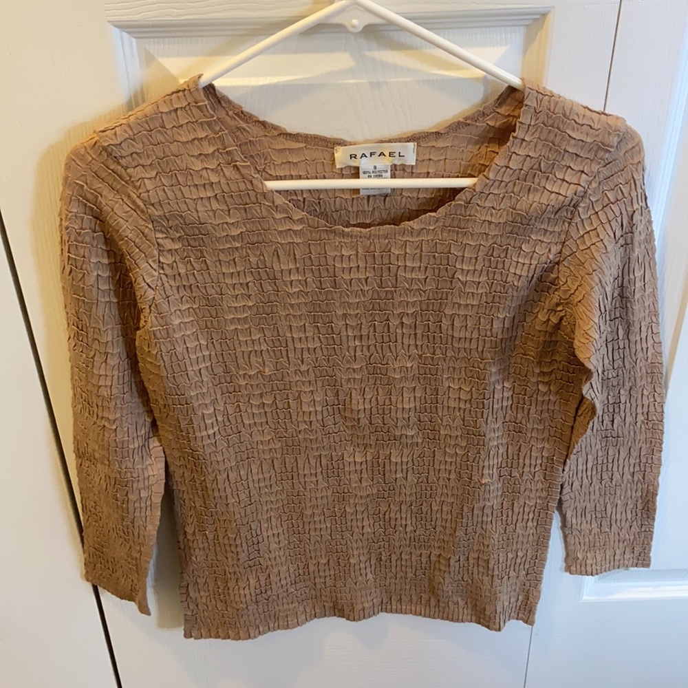 Rafael Women’s Tan Ribbed Long-Sleeve Top S